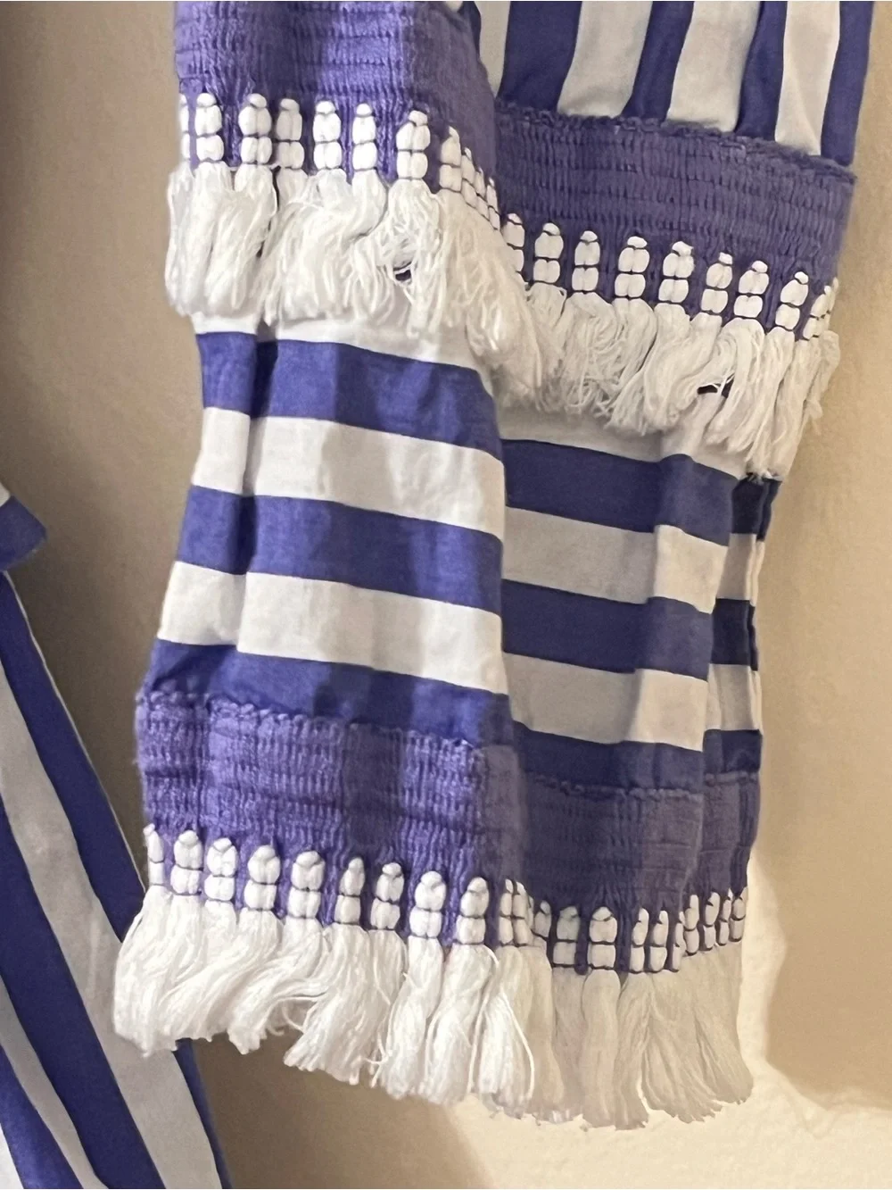 J. Crew Blue and White Striped Tie-Waist Mini Dress